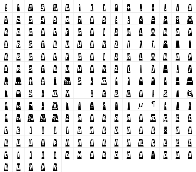 a_SimplerCmCtAbv Bold Character Map