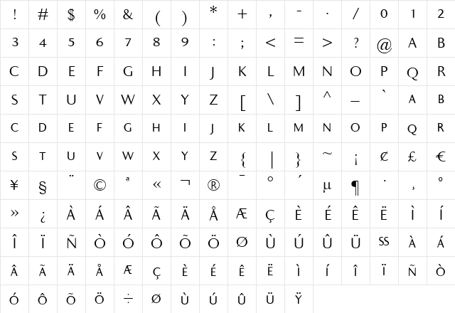Ela Sans SemiLight Caps Regular Character Map