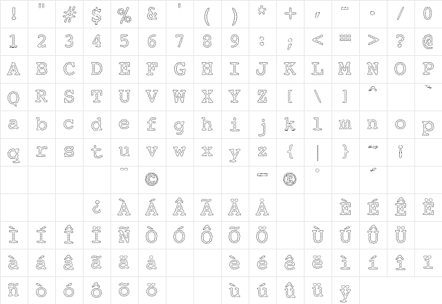 Electric Hermes AOE Regular Character Map