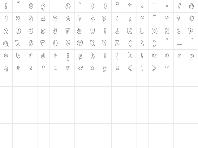 Electrik Hollow Regular Character Map