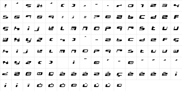 ElectroBazar Italic Character Map