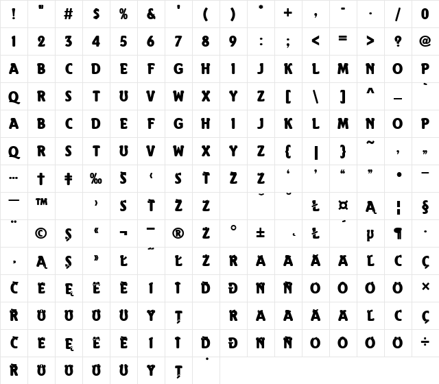 ElefoPEE Regular Character Map ElefoPEE Regular Character Map