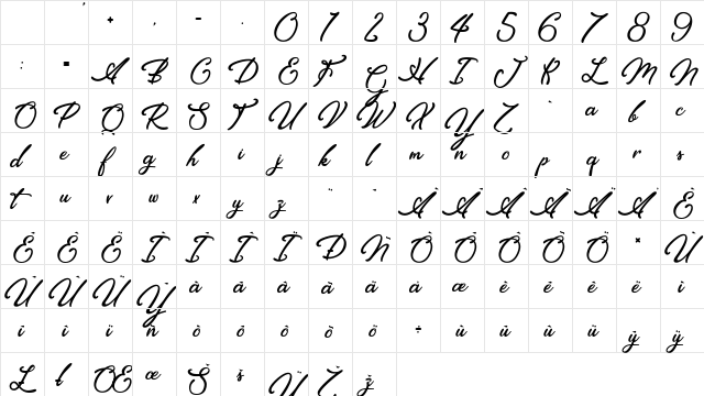 Elegancia Romantica Regular Character Map Elegancia Romantica Regular Character Map