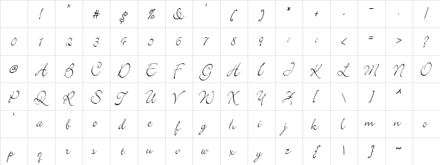 Elegant REGULAR Character Map Elegant REGULAR Character Map