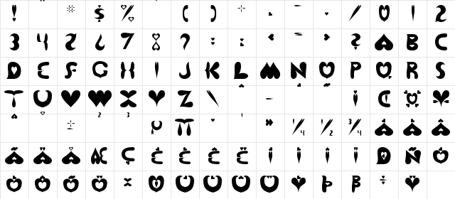 Love Letters Regular Character Map