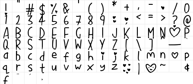 Love Me Regular Character Map Love Me Regular Character Map