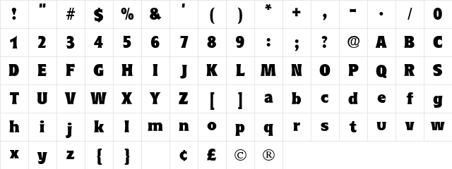 Eleutheria Display SSi Regular Character Map Eleutheria Display SSi Regular Character Map
