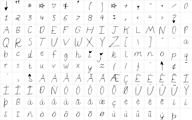 elizajane Regular Character Map