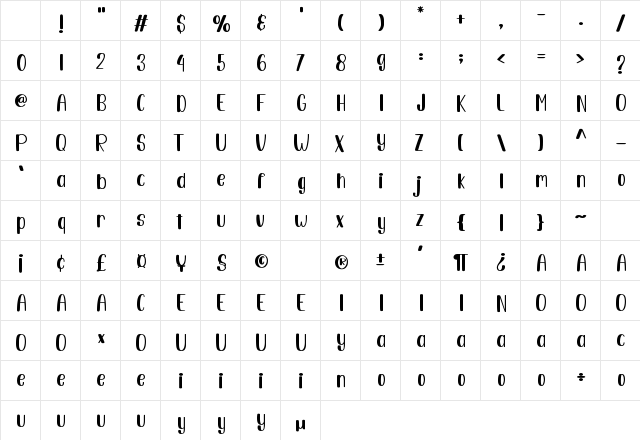 Love You Regular Character Map Love You Regular Character Map