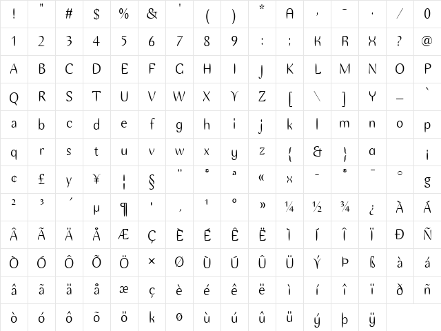 Ellipse ITC TT Roman Character Map Ellipse ITC TT Roman Character Map