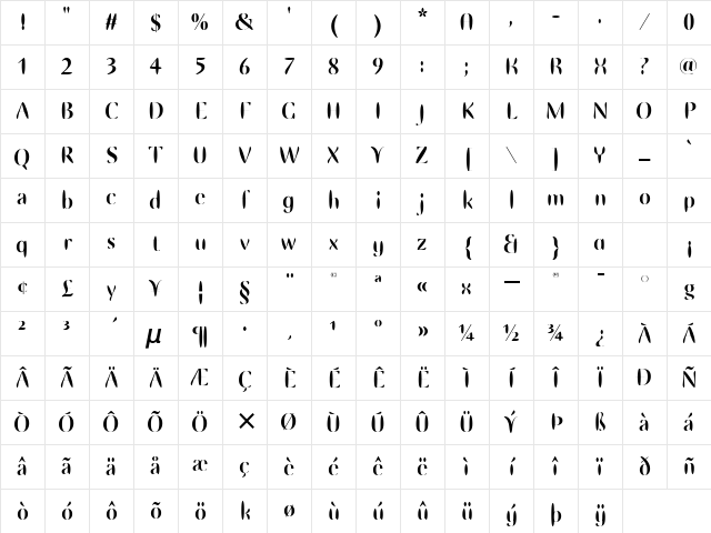 EllipseITC Bold Character Map EllipseITC Bold Character Map