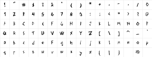 Elmar's scratch type Regular Character Map Elmar's scratch type Regular Character Map