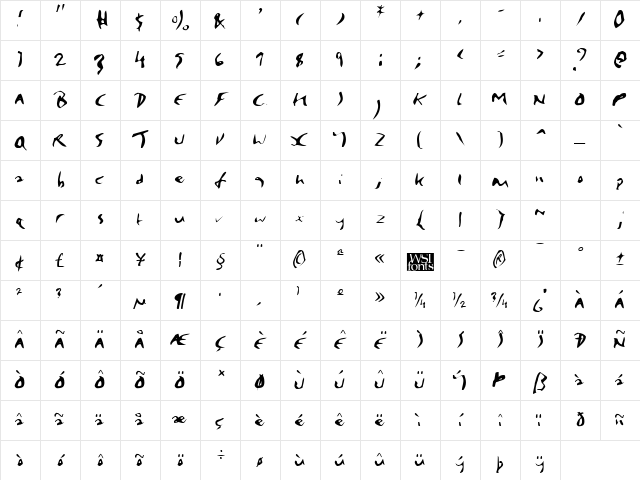 Elmore Regular Character Map Elmore Regular Character Map