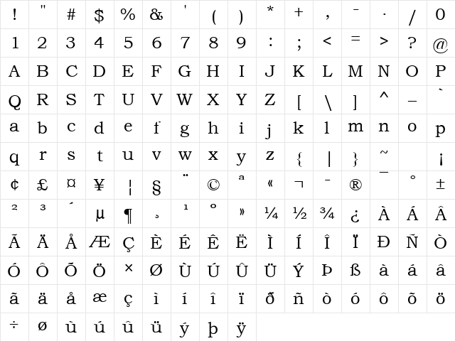 Allman Bros. 2 Regular Character Map