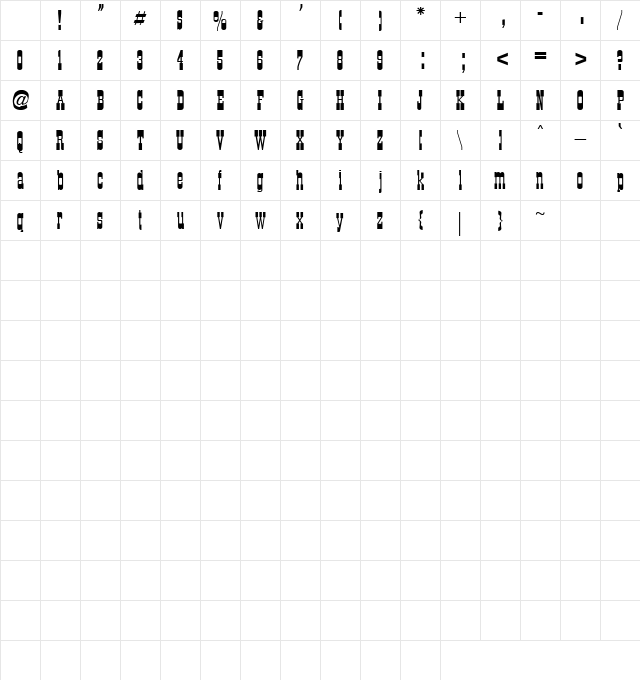 All Night 15 Regular Character Map All Night 15 Regular Character Map