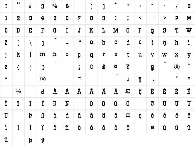 All Night 7 Regular Character Map