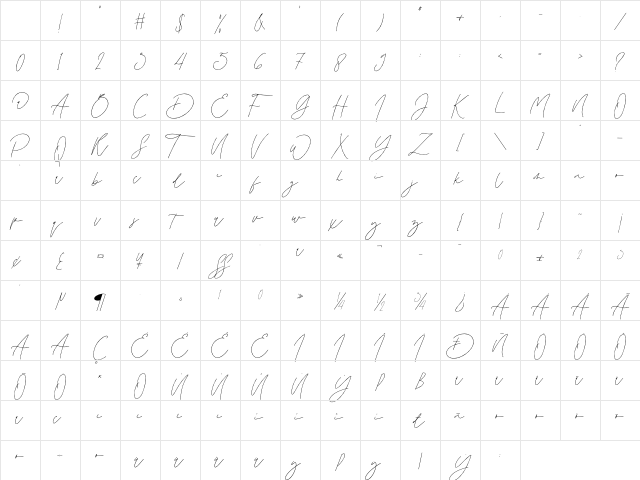 Emeria Regular Character Map Emeria Regular Character Map