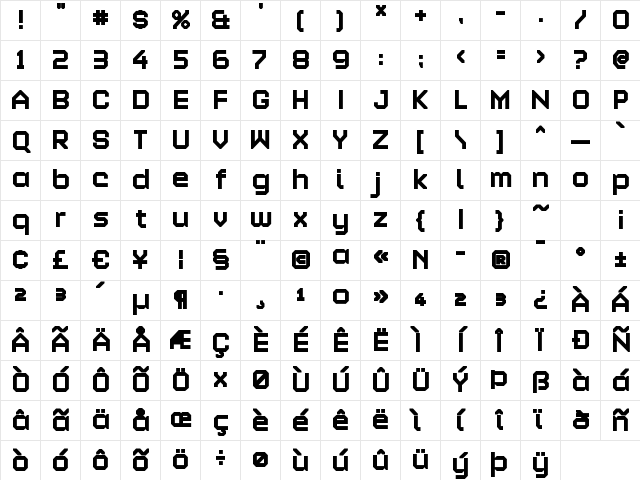 Alloy Bold Character Map Alloy Bold Character Map