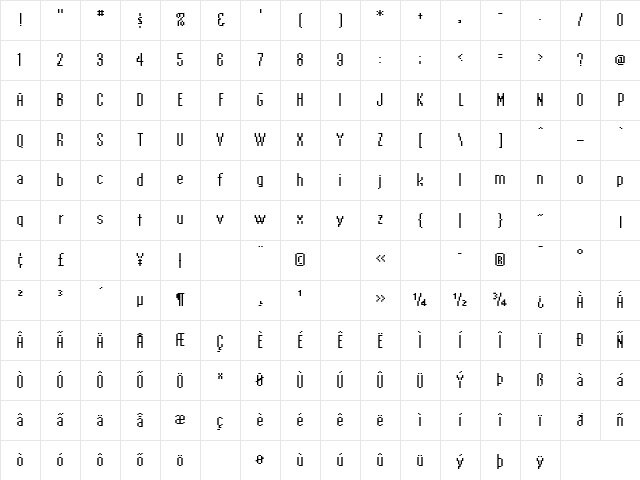 EmperorTen Regular Character Map