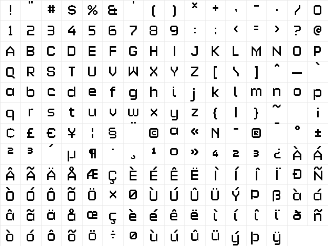 Alloy Regular Character Map