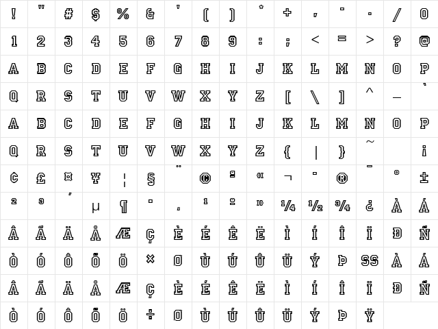 Allstar Regular Character Map