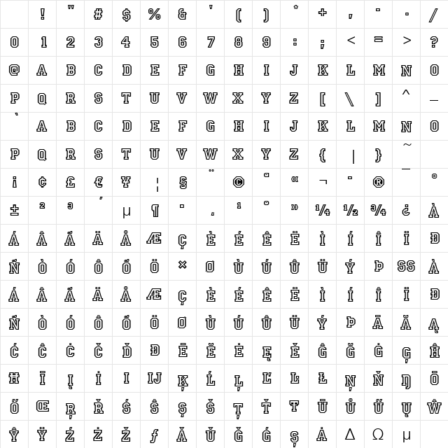 Allstar Regular Character Map Allstar Regular Character Map