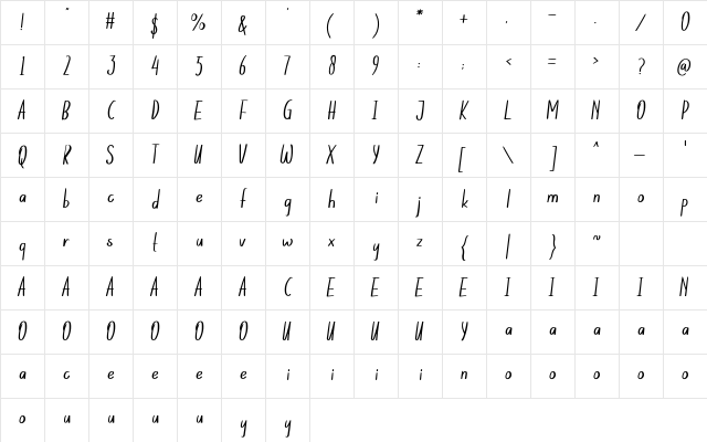 Love Letter Regular Character Map