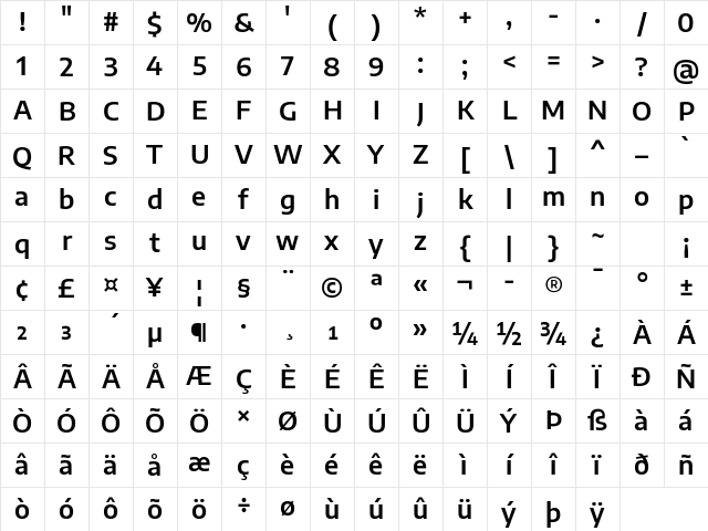 Encode Sans SemiBold Character Map