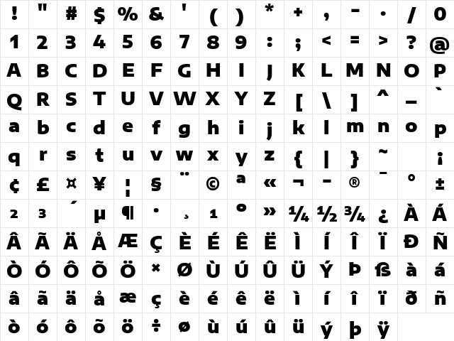 Encode Sans Expanded Black Character Map
