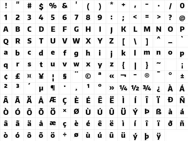 Encode Sans Narrow ExtraBold Character Map