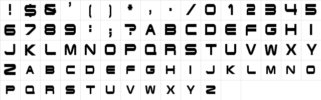 EndzoneCondensed Regular Character Map