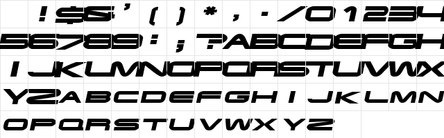 EndzoneExtended Oblique Character Map