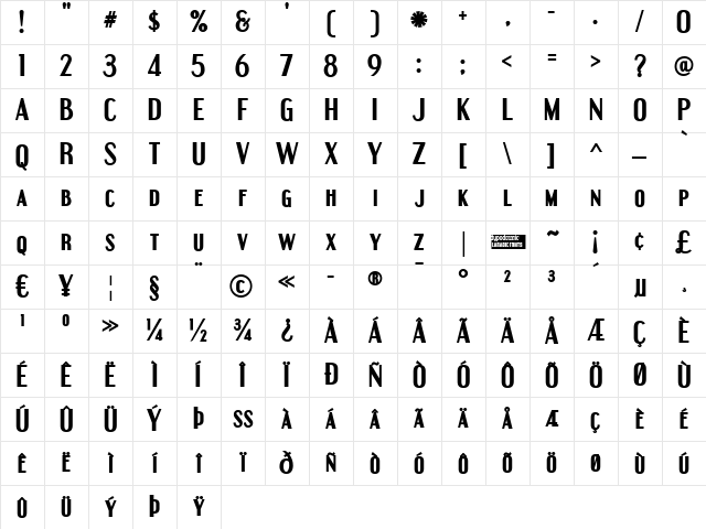 Engebrechtre Bold Character Map