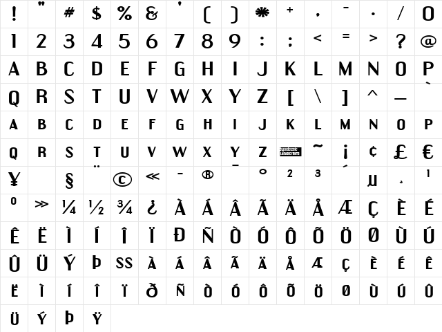 Engebrechtre Expanded Bold Character Map