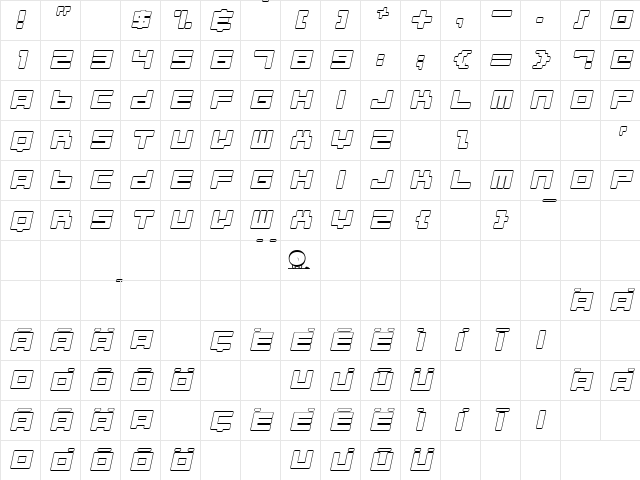 Almanaque Outline Italic Character Map