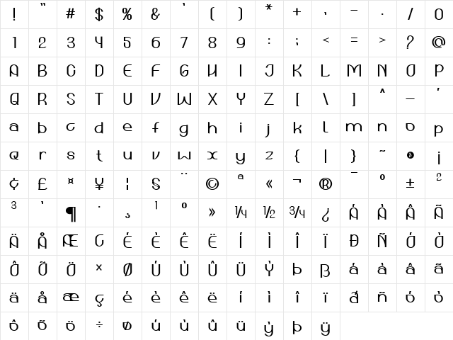 ASOKA Regular Character Map