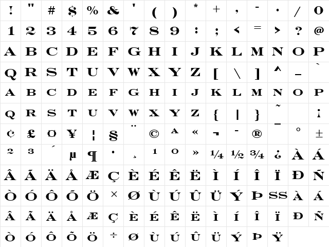 EngraversD Bold Character Map