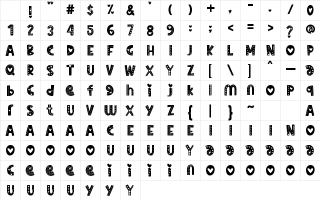 Lover Regular Character Map Lover Regular Character Map