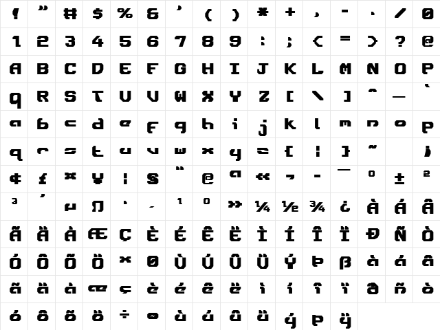 Ensign Flandry Bold Bold Character Map