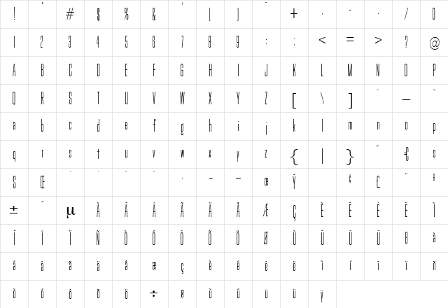 Enterprise Regular Character Map