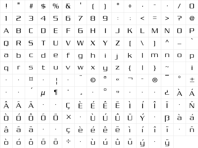 Enterprise Regular Character Map