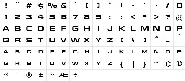 Enterprise Regular Character Map