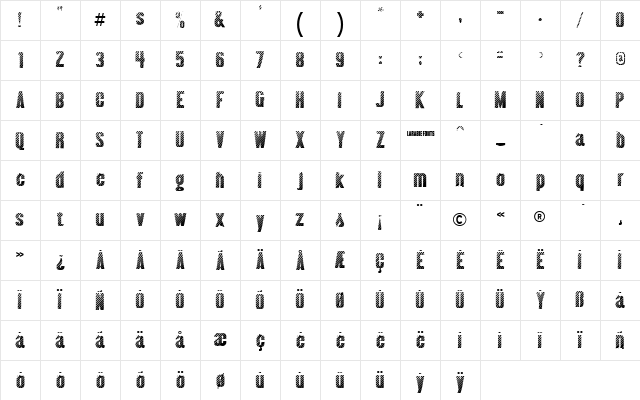 Almonte Woodgrain Regular Character Map Almonte Woodgrain Regular Character Map