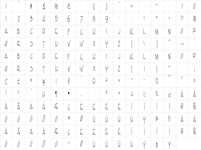 Enview Xtra Light Normal Character Map