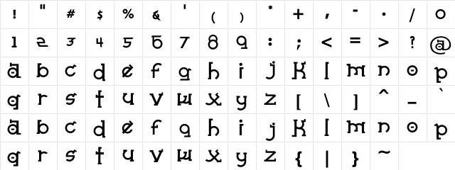 Almost Sanskrit taj Bold Character Map Almost Sanskrit taj Bold Character Map