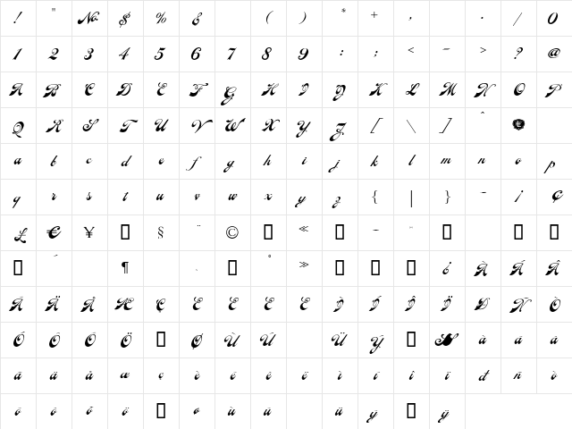Ephemera Regular LHF Regular Character Map