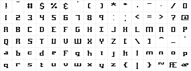 Aspartame BRK Regular Character Map