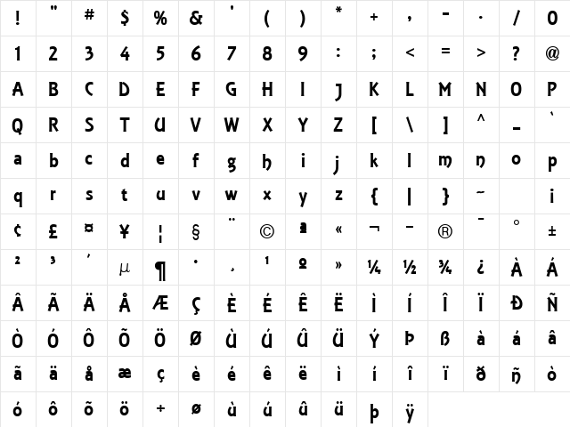 Equinox ICG Regular Character Map Equinox ICG Regular Character Map