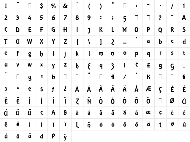 Equinox LET Regular Character Map Equinox LET Regular Character Map