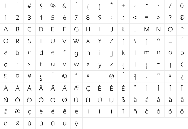 Eras Regular Character Map
